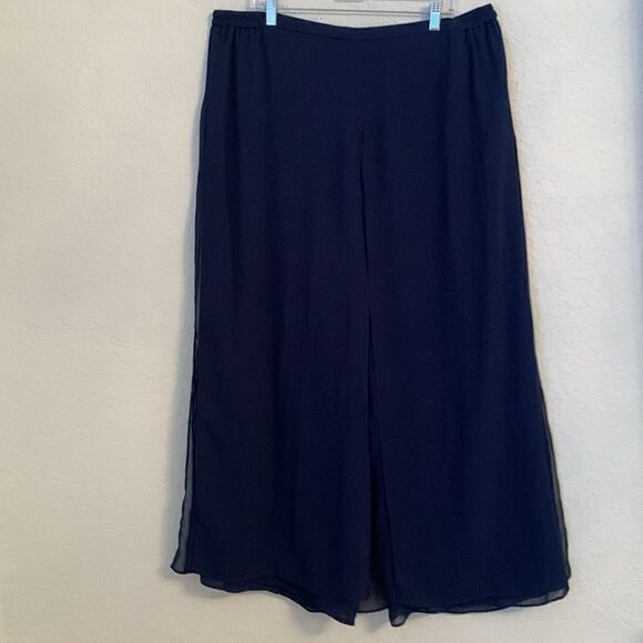 Emma Street Navy High Waisted Wide Leg Mesh Pant Size 18W - Picture 2 of 14